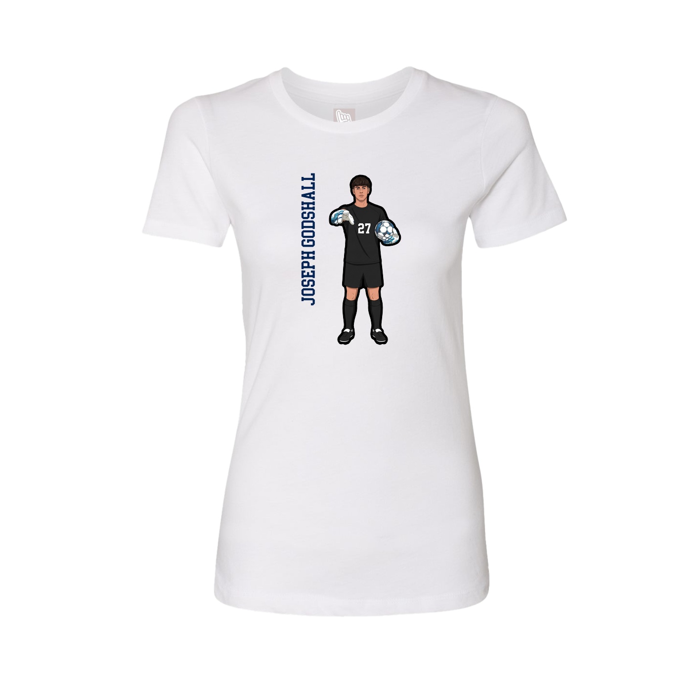 Fitted Women's Tee — Name Vertical in White