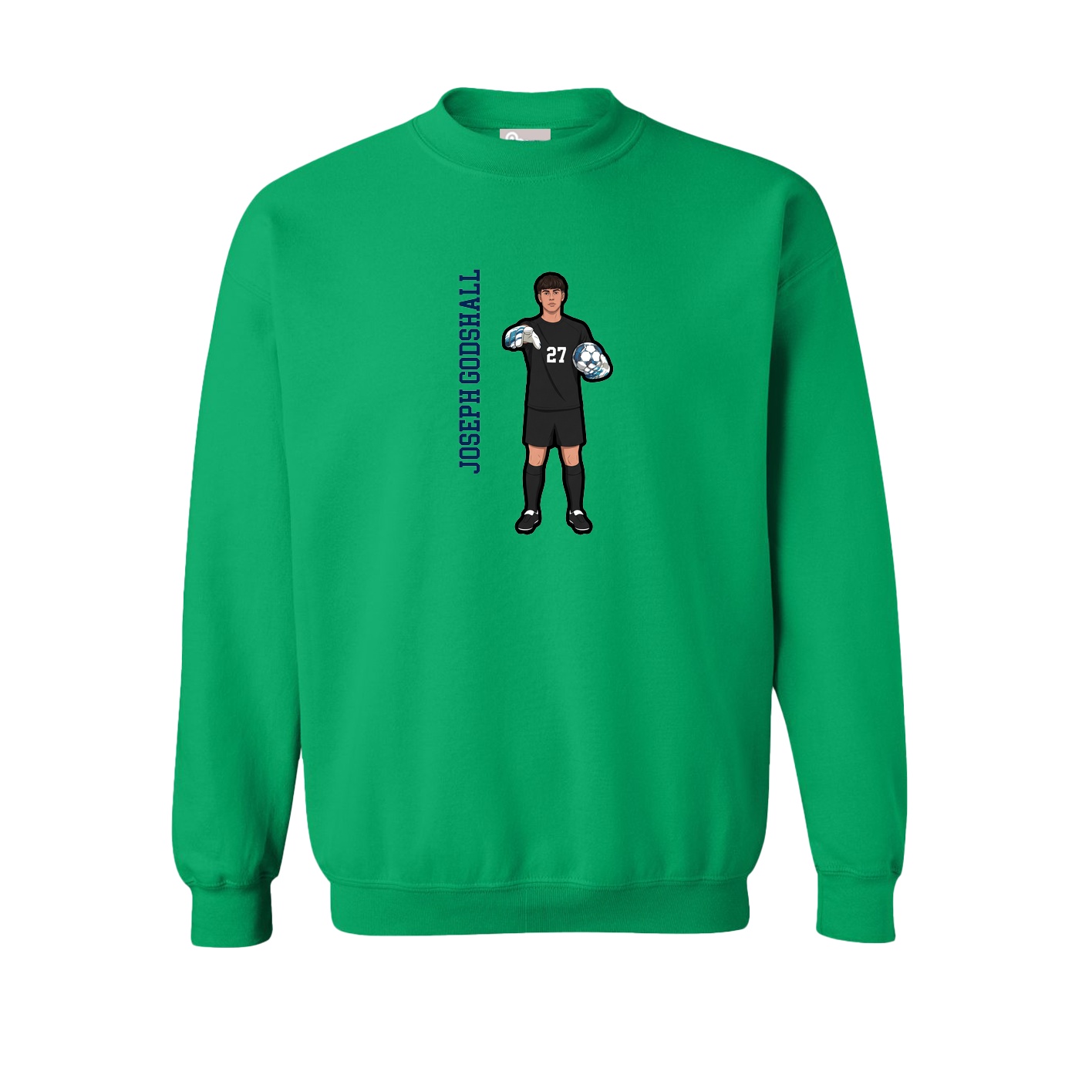 Fleece Crew — Name Vertical in Green