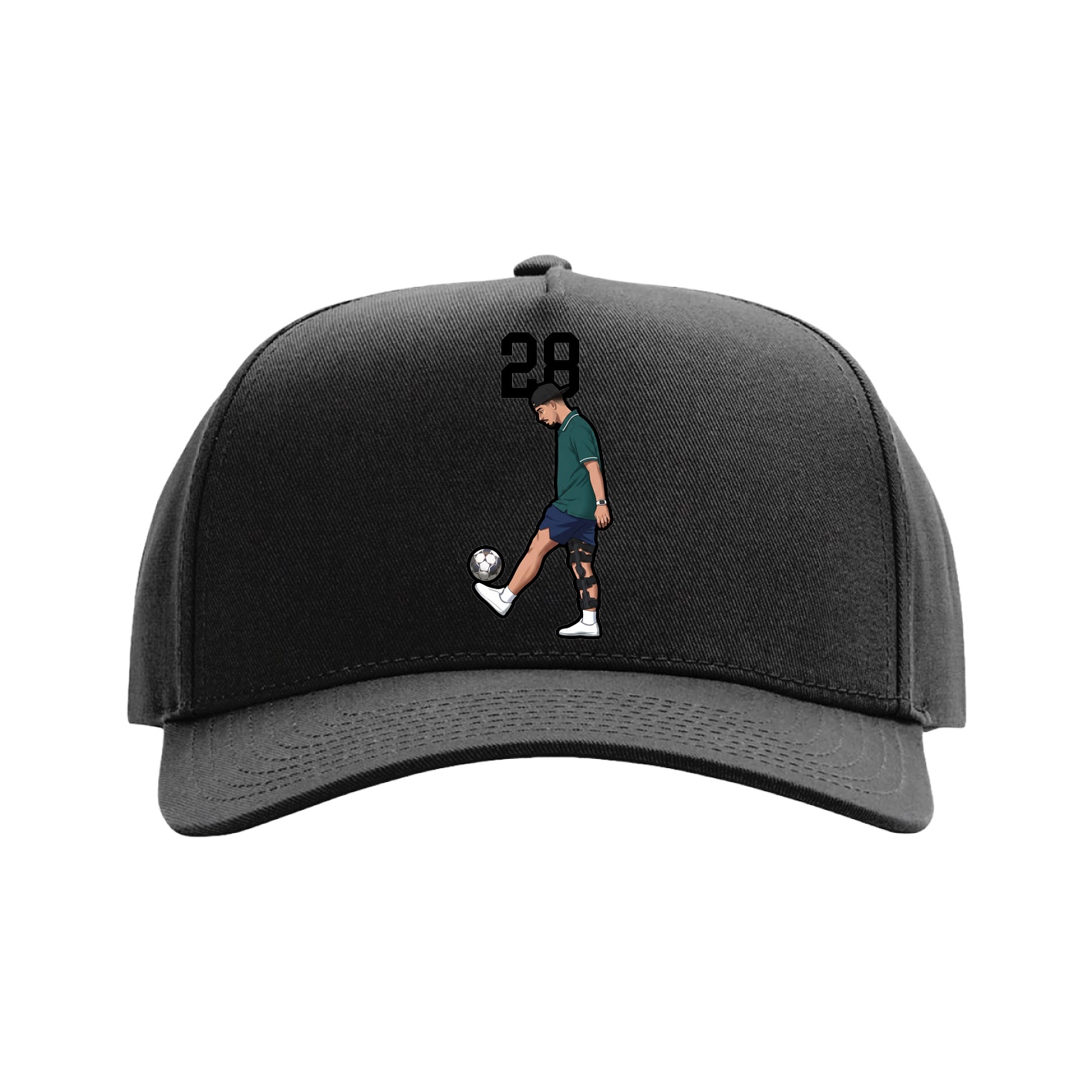 Full Fabric Five-Panel Champ Cap — Number Top in Black