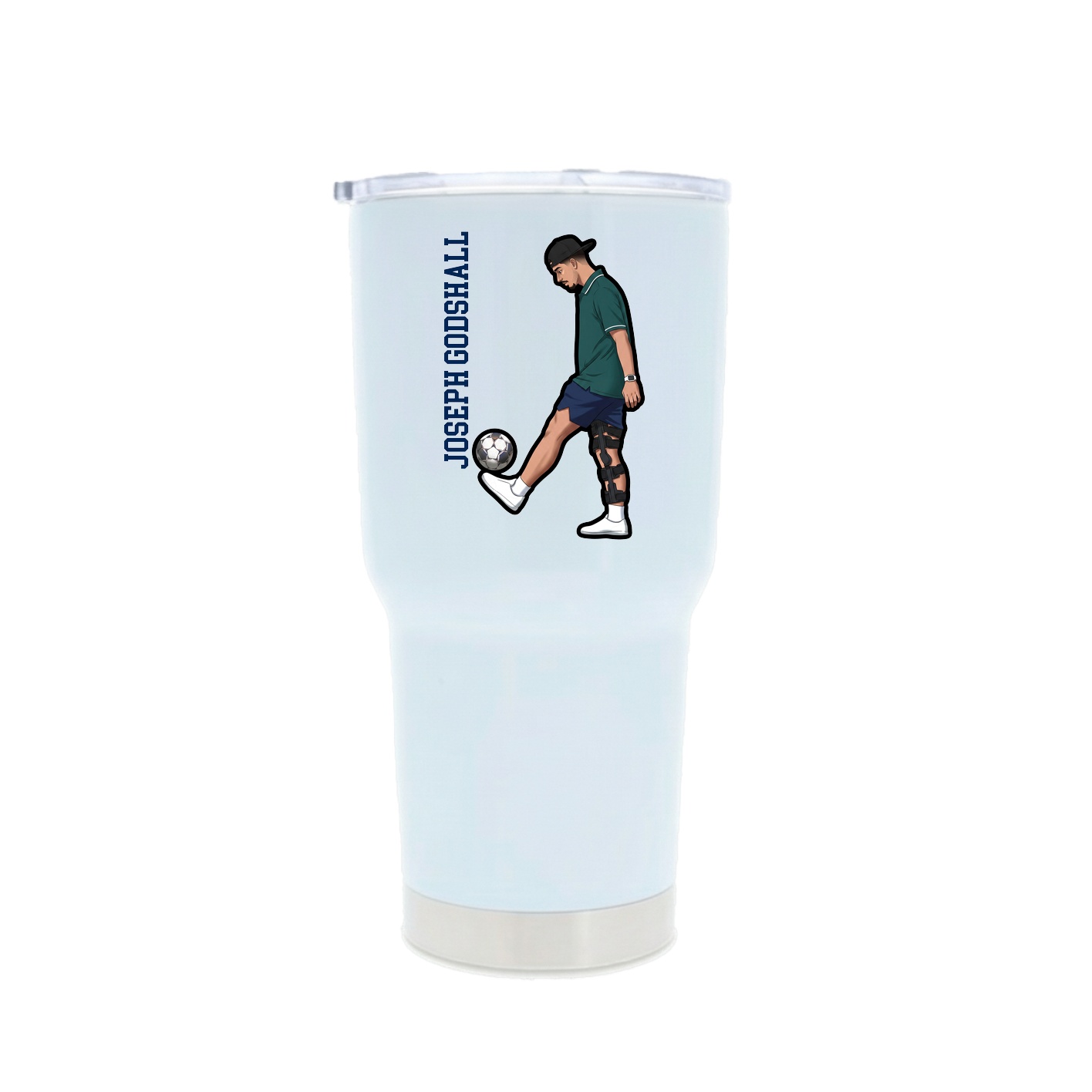 30oz Stainless Steel Tumbler — Name Vertical in White