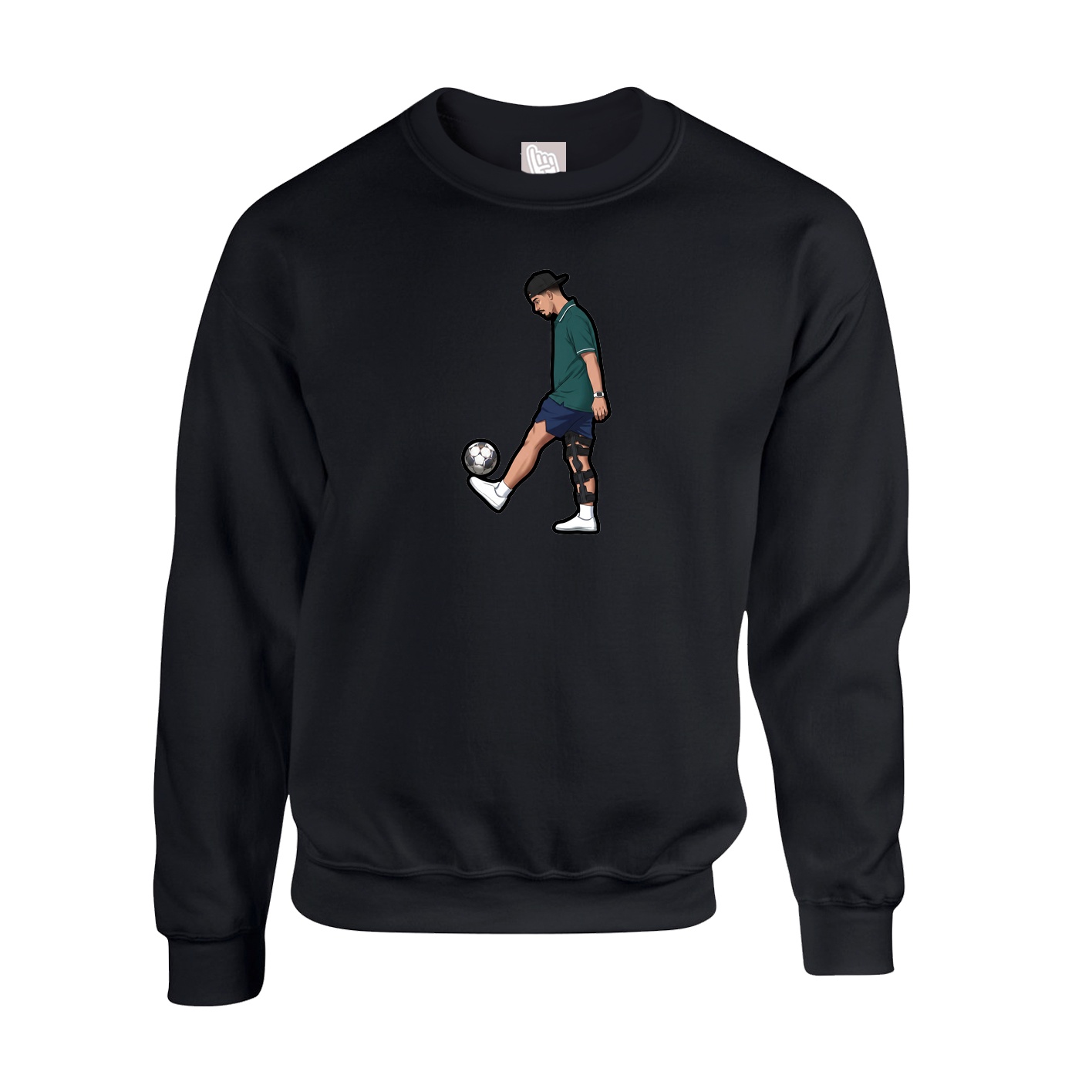 Fleece Crew — Name Vertical in Black