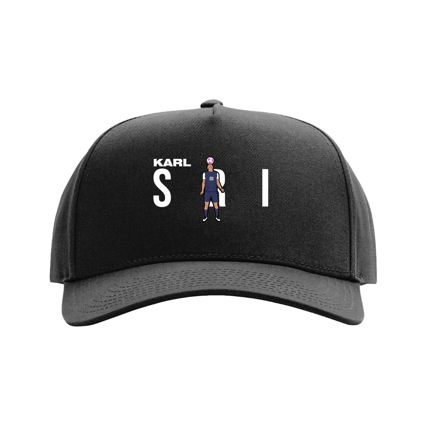Full Fabric Five-Panel Champ Cap — Player Name in Black