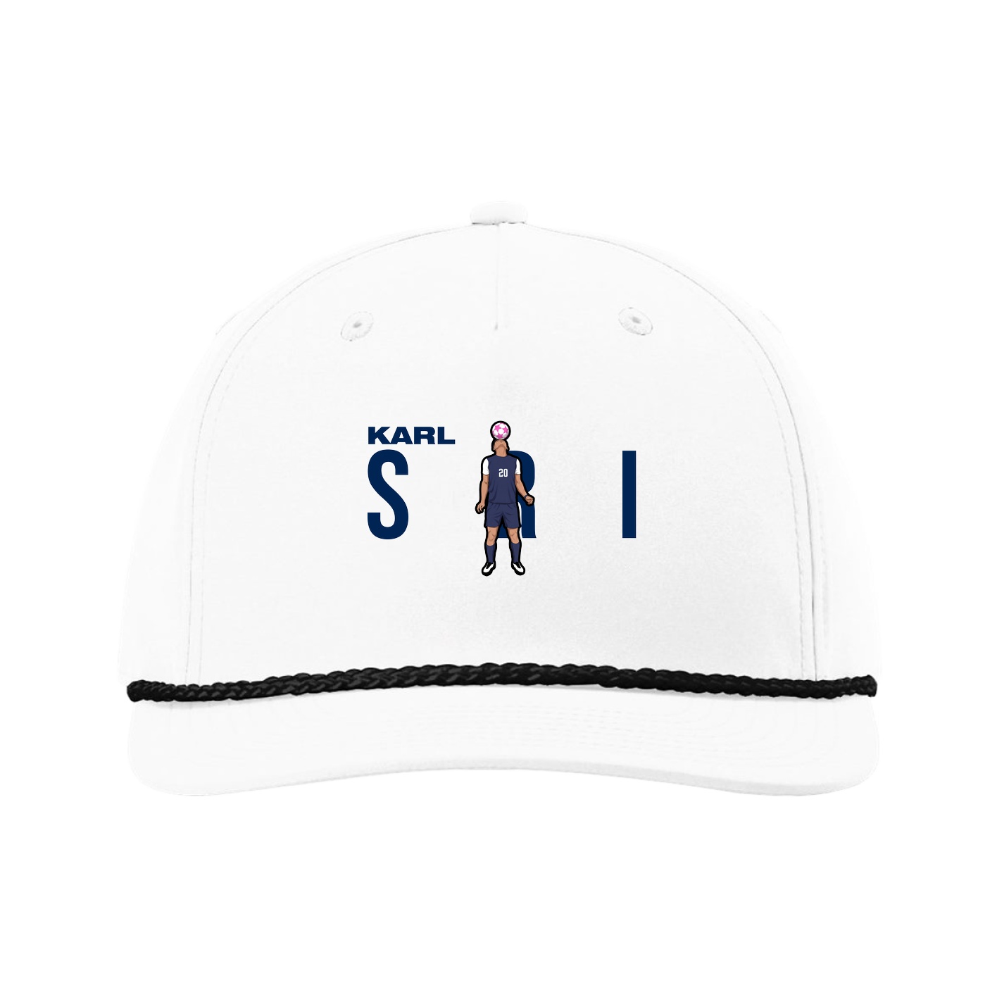 Five-Panel Classic Rope Cap — Player Name in White
