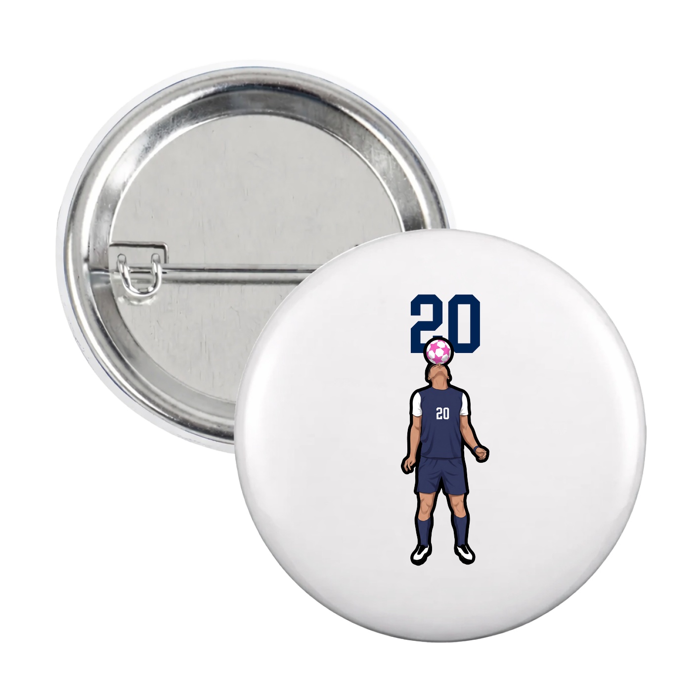 Game Day Button — Number Top in White