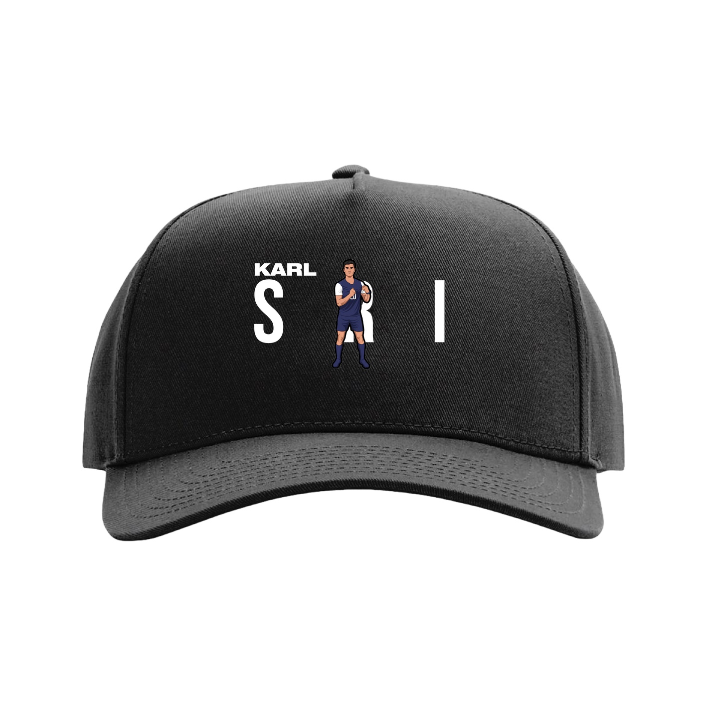 Full Fabric Five-Panel Champ Cap — Player Name in Black