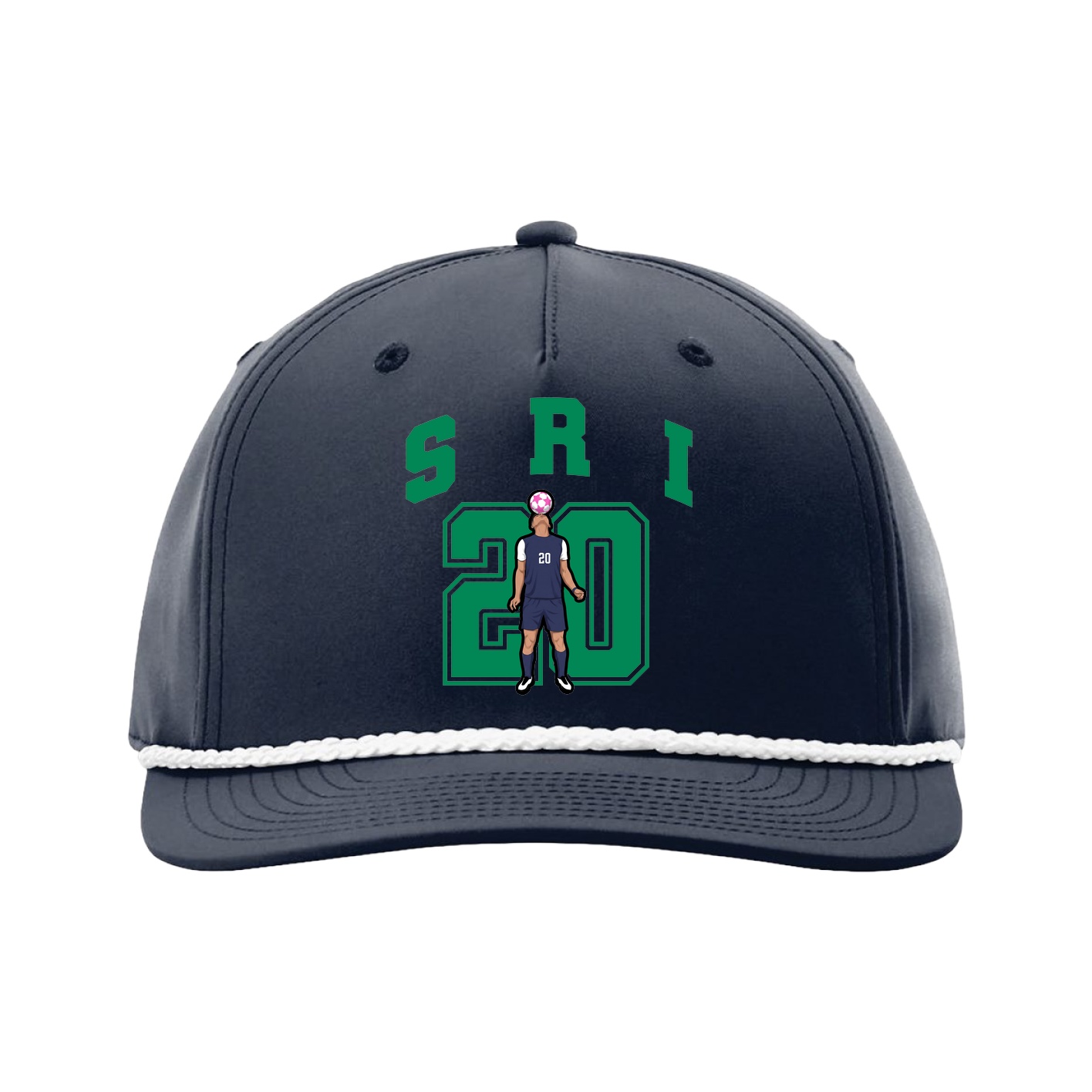 Five-Panel Classic Rope Cap — Number in Navy