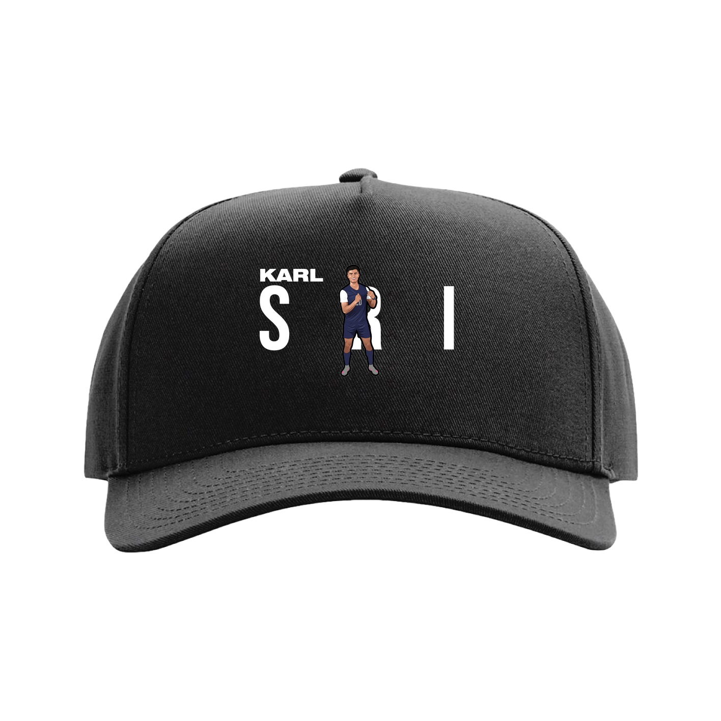 Full Fabric Five-Panel Champ Cap — Player Name in Black