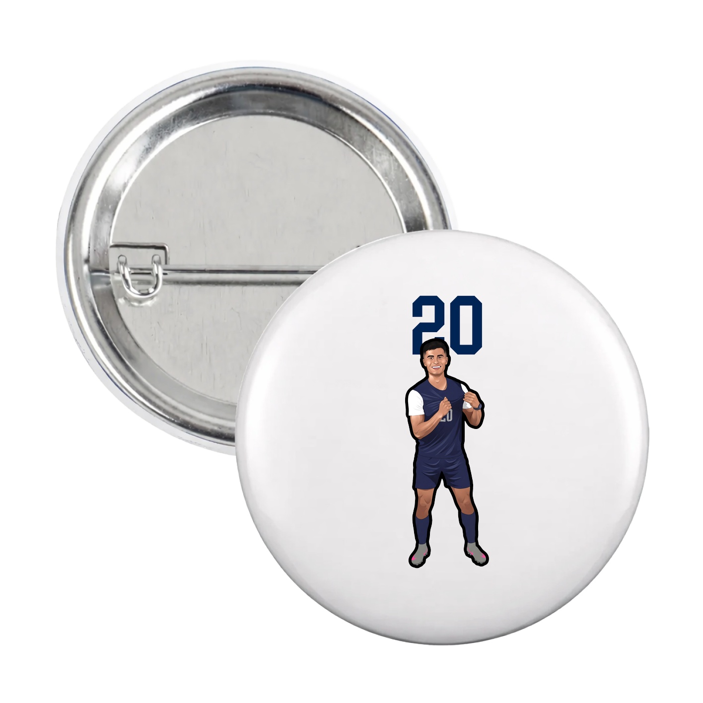 Game Day Button — Number Top in White