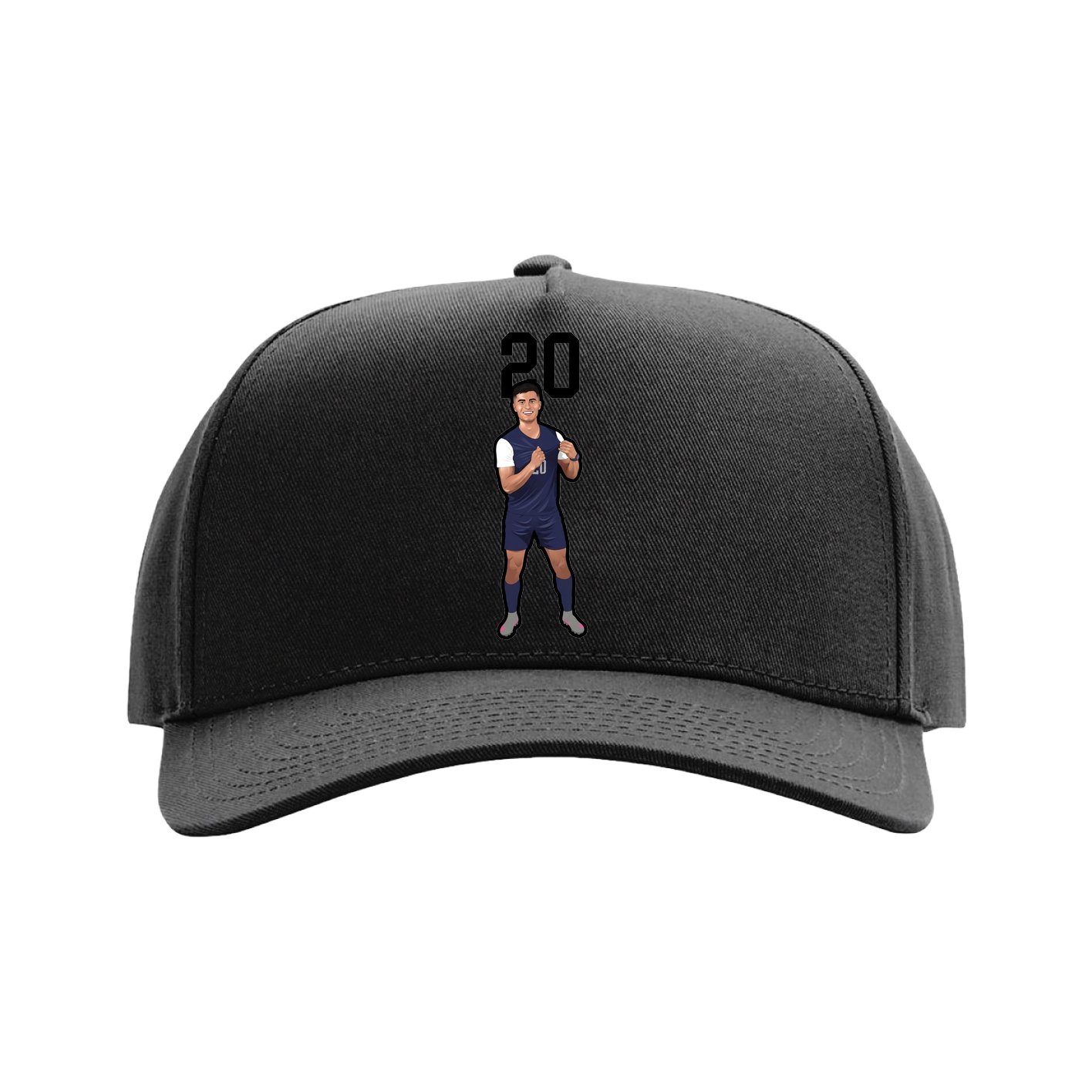 Full Fabric Five-Panel Champ Cap — Number Top in Black