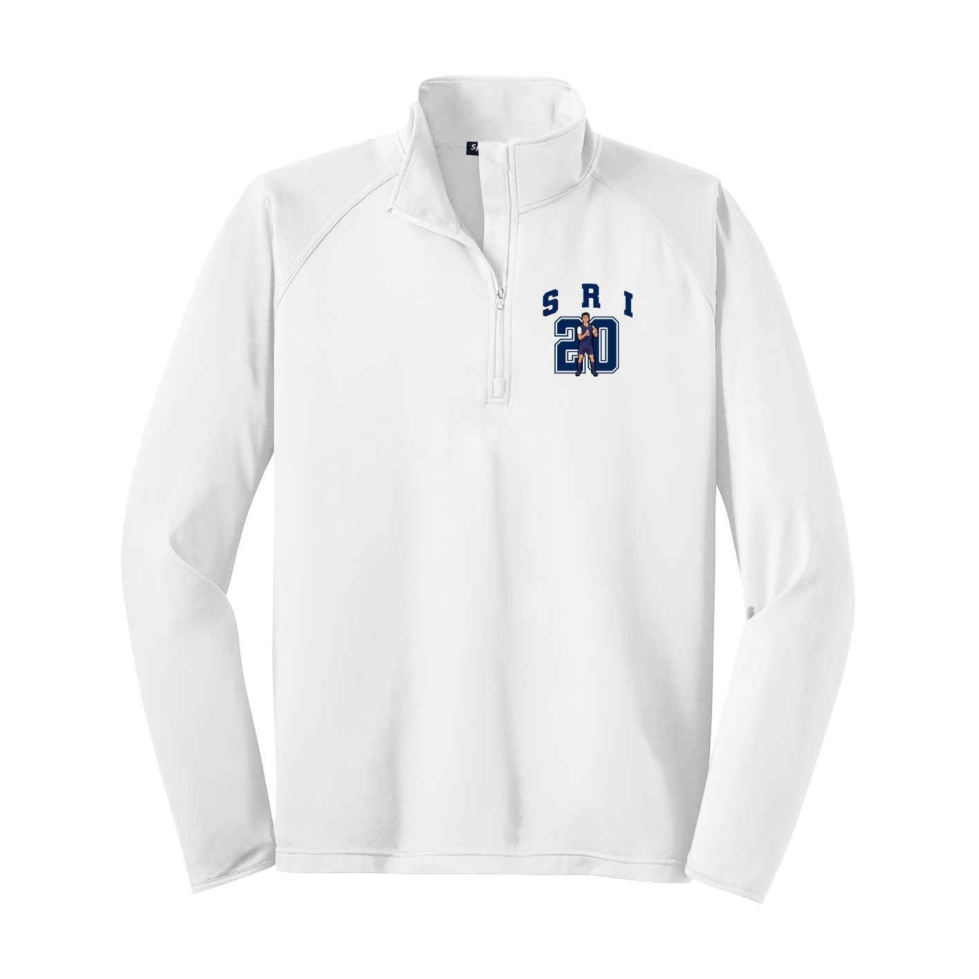 Q-Zip Pullover — Number in White