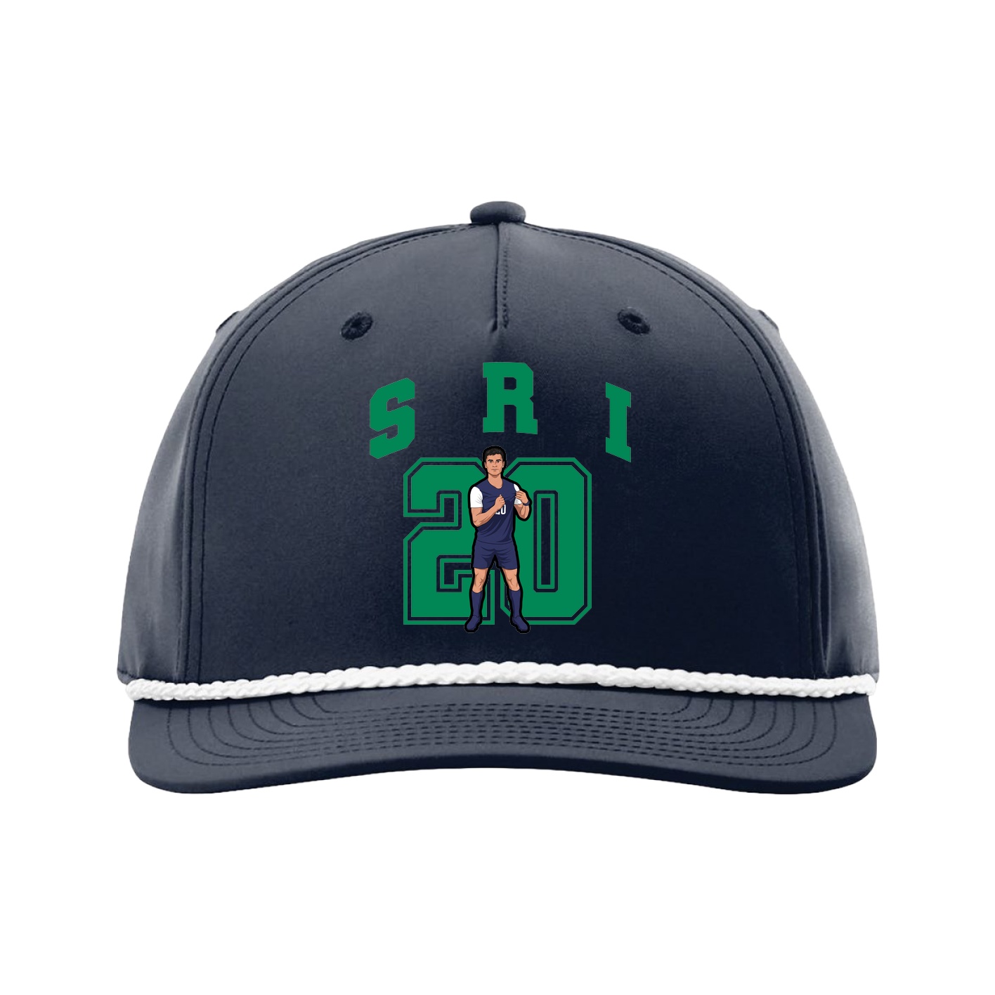 Five-Panel Classic Rope Cap — Number in Navy