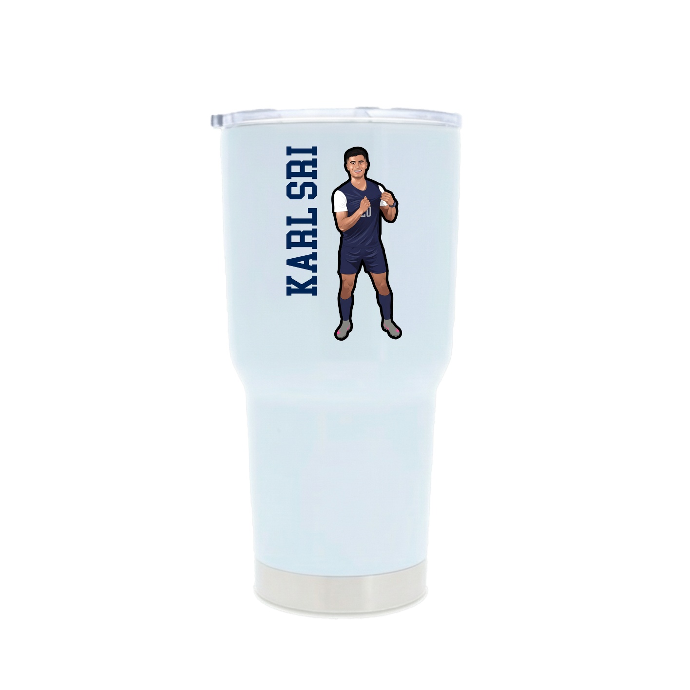 30oz Stainless Steel Tumbler — Name Vertical in White