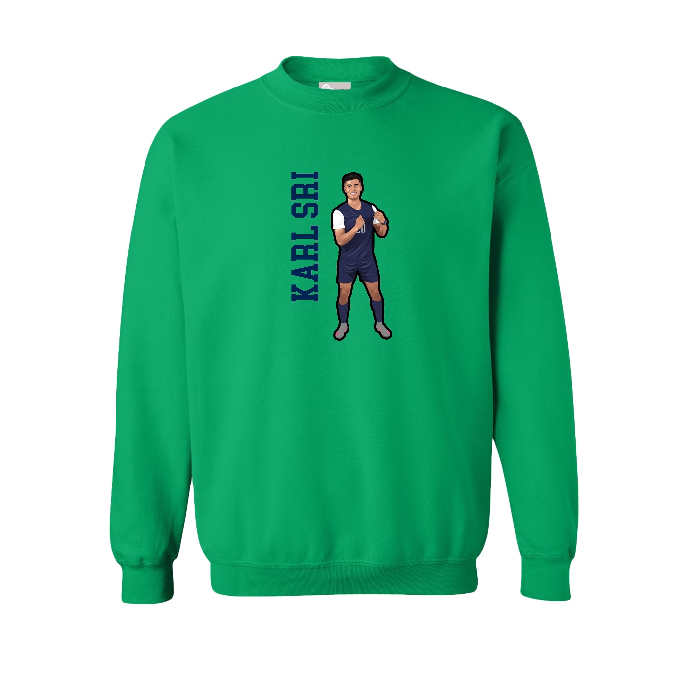 Fleece Crew — Name Vertical in Green