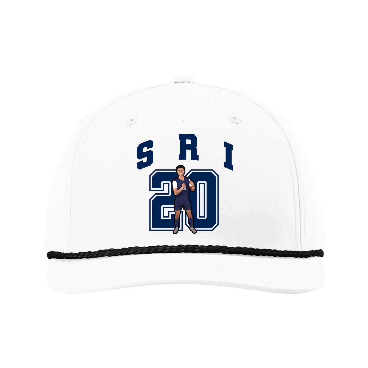 Five-Panel Classic Rope Cap — Number in White