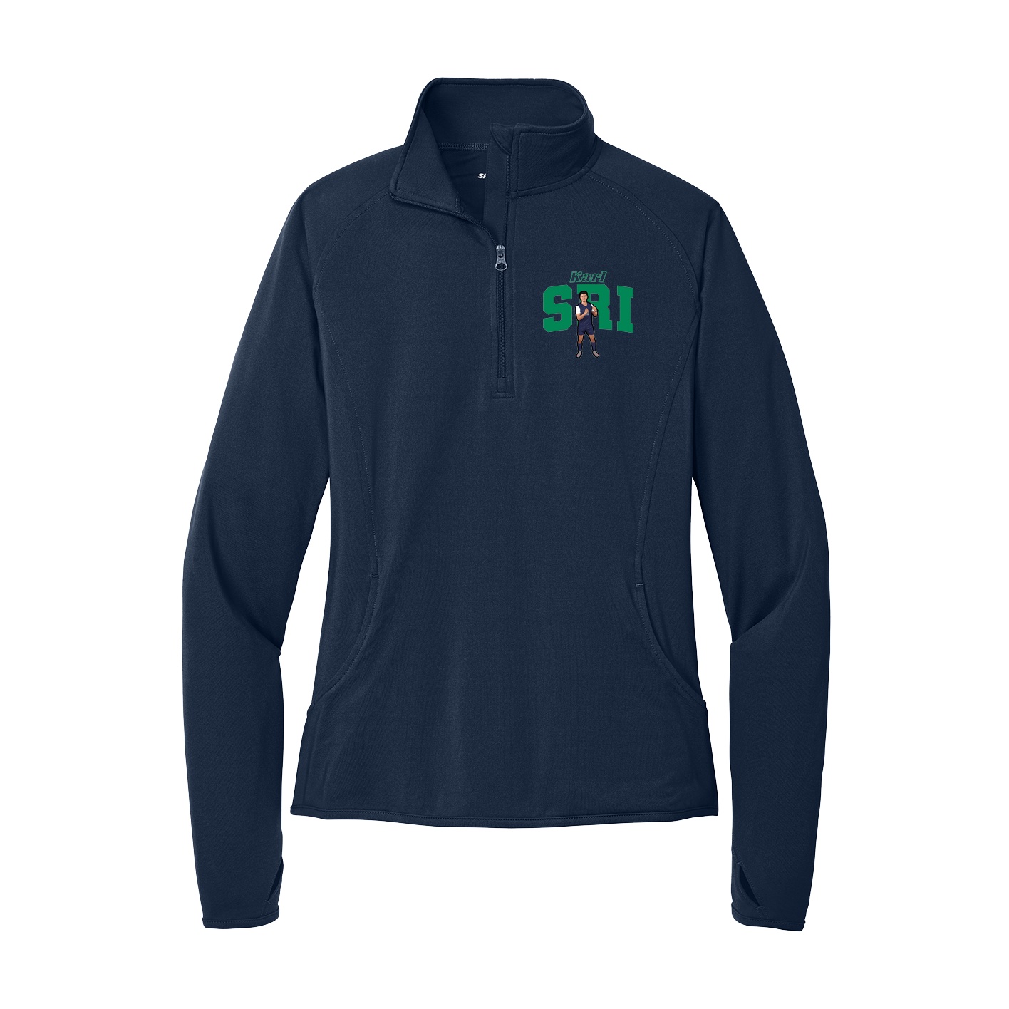 Women's Q-Zip Pullover — Name Arch in Navy