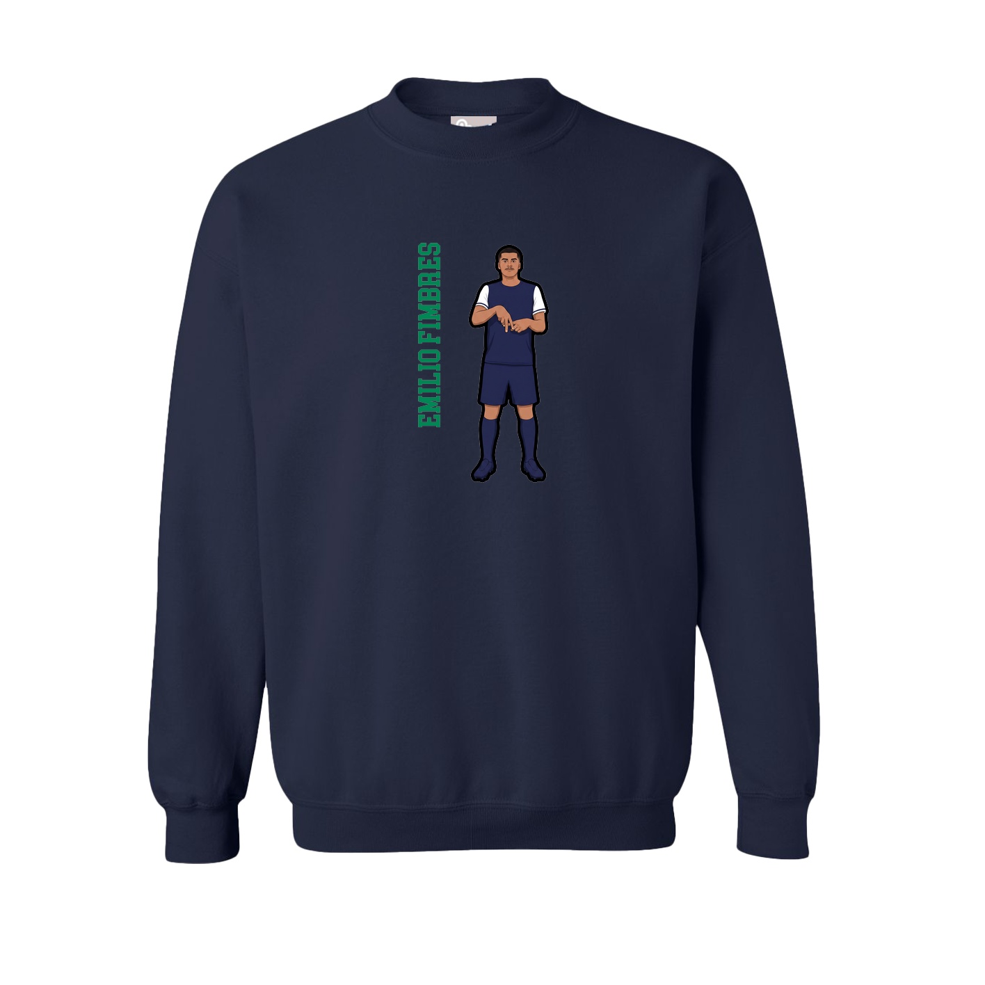 Fleece Crew — Name Vertical in Navy