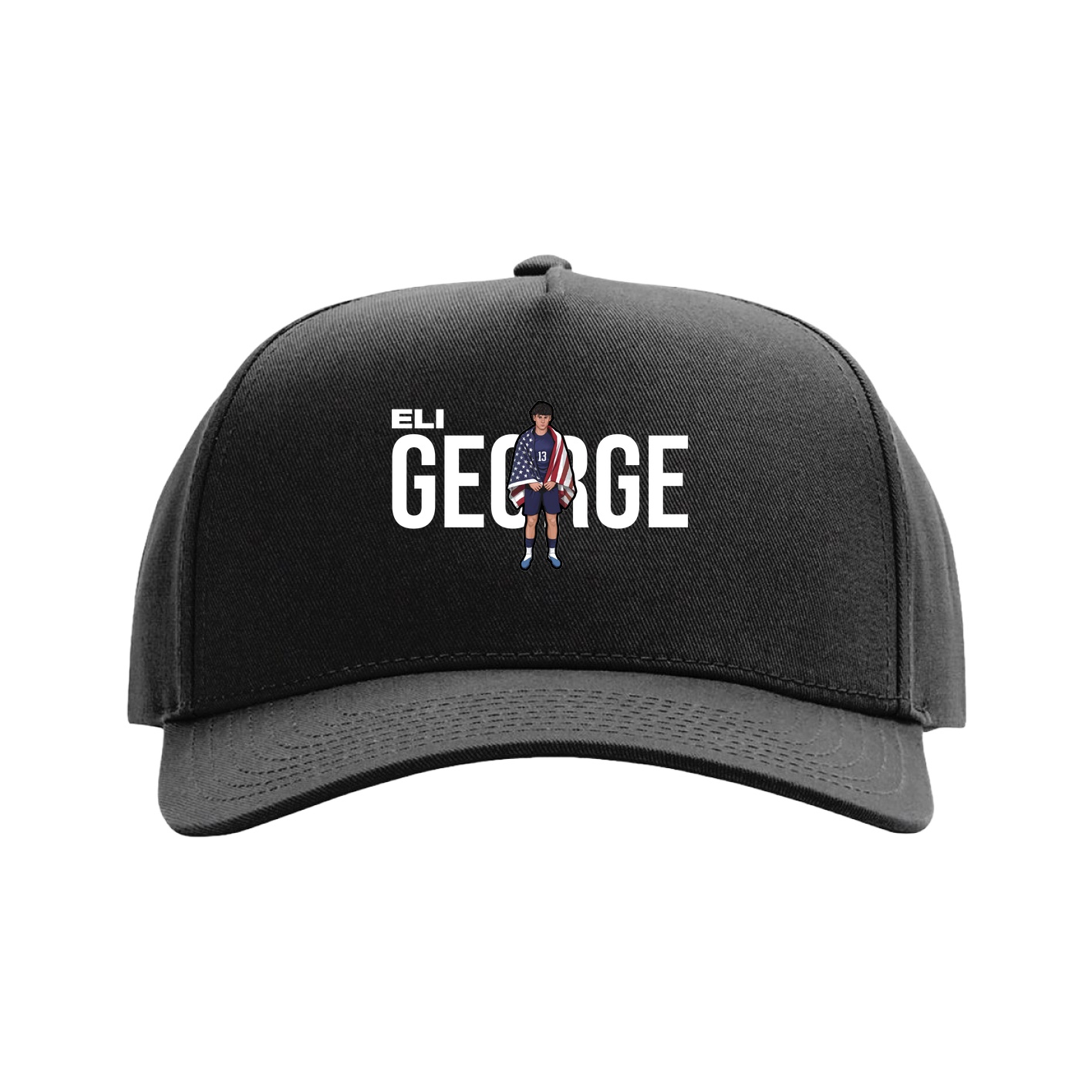 Full Fabric Five-Panel Champ Cap — Player Name in Black