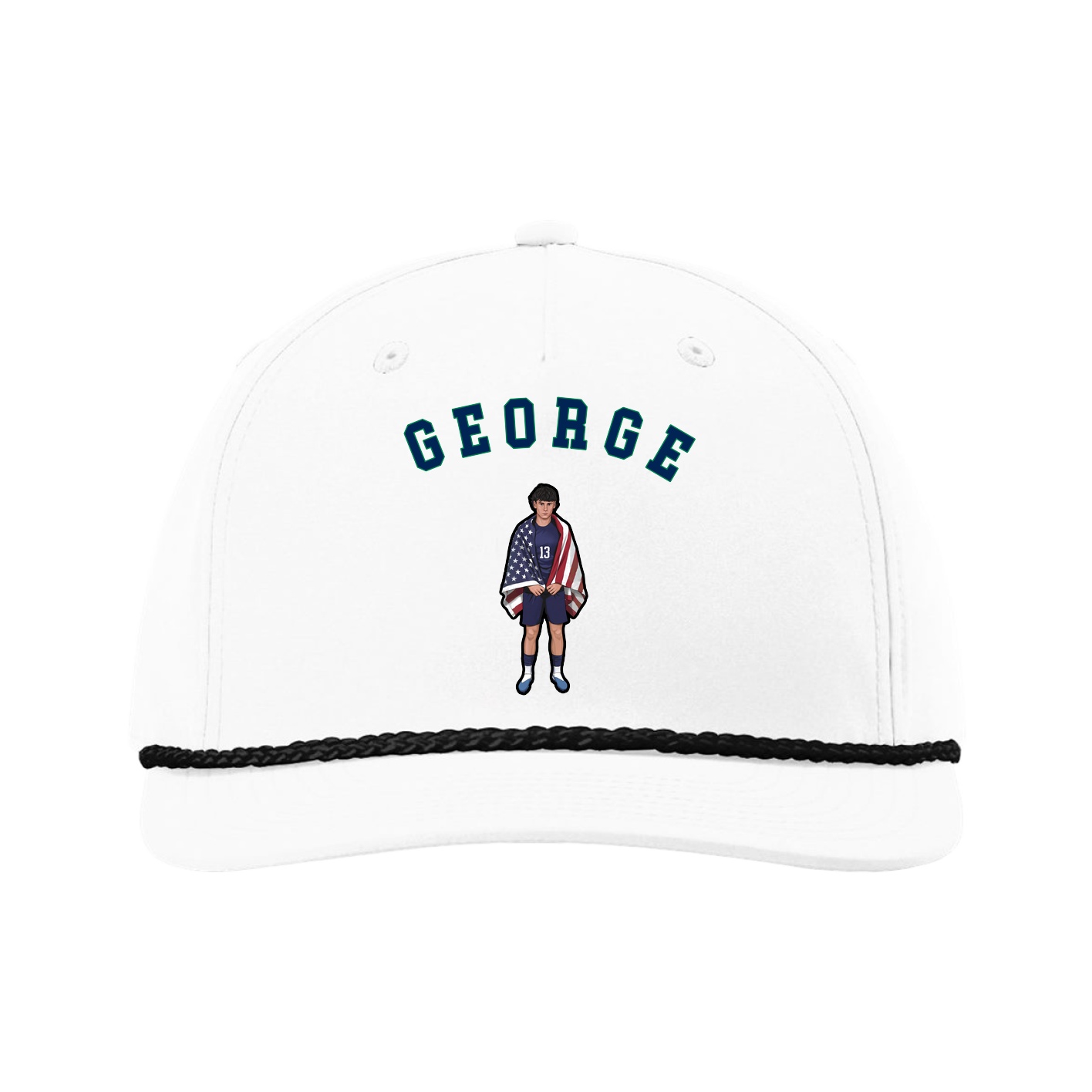 Five-Panel Classic Rope Cap — Shirsey Arch in White