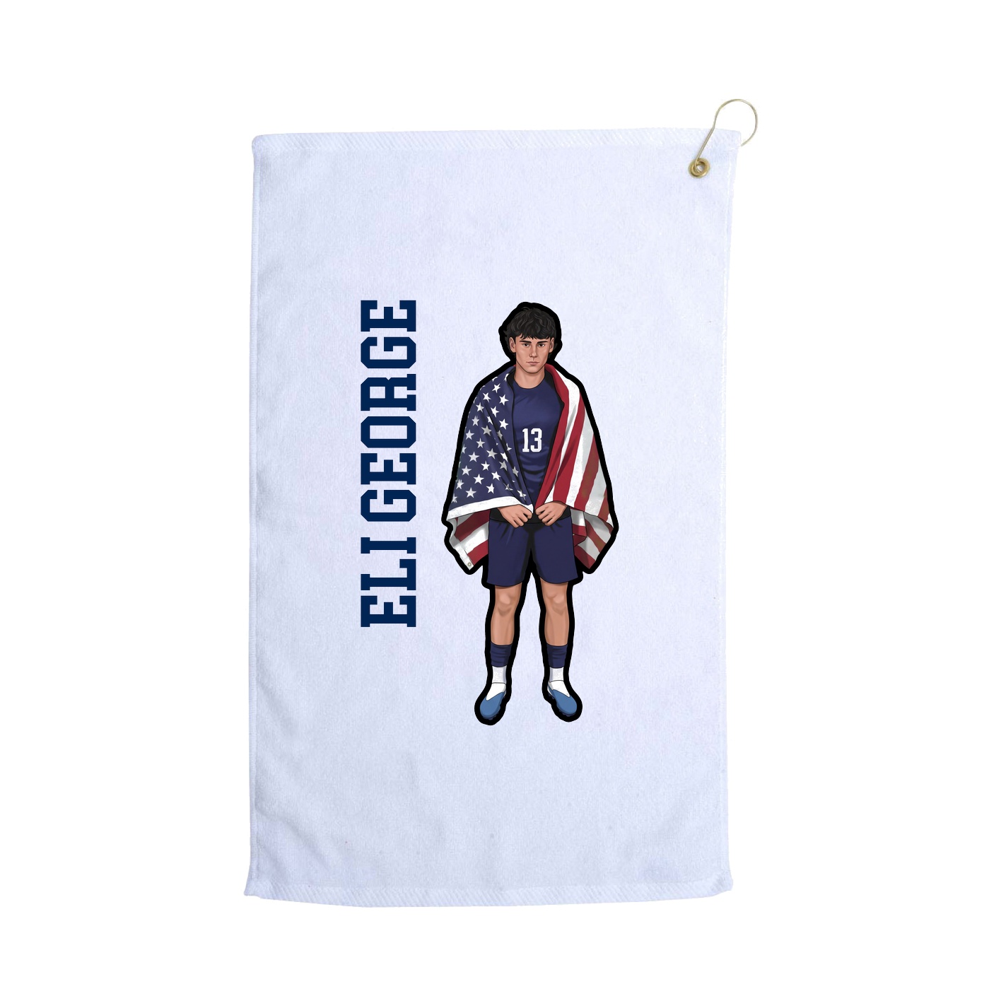 Golf Towel — Name Vertical in White