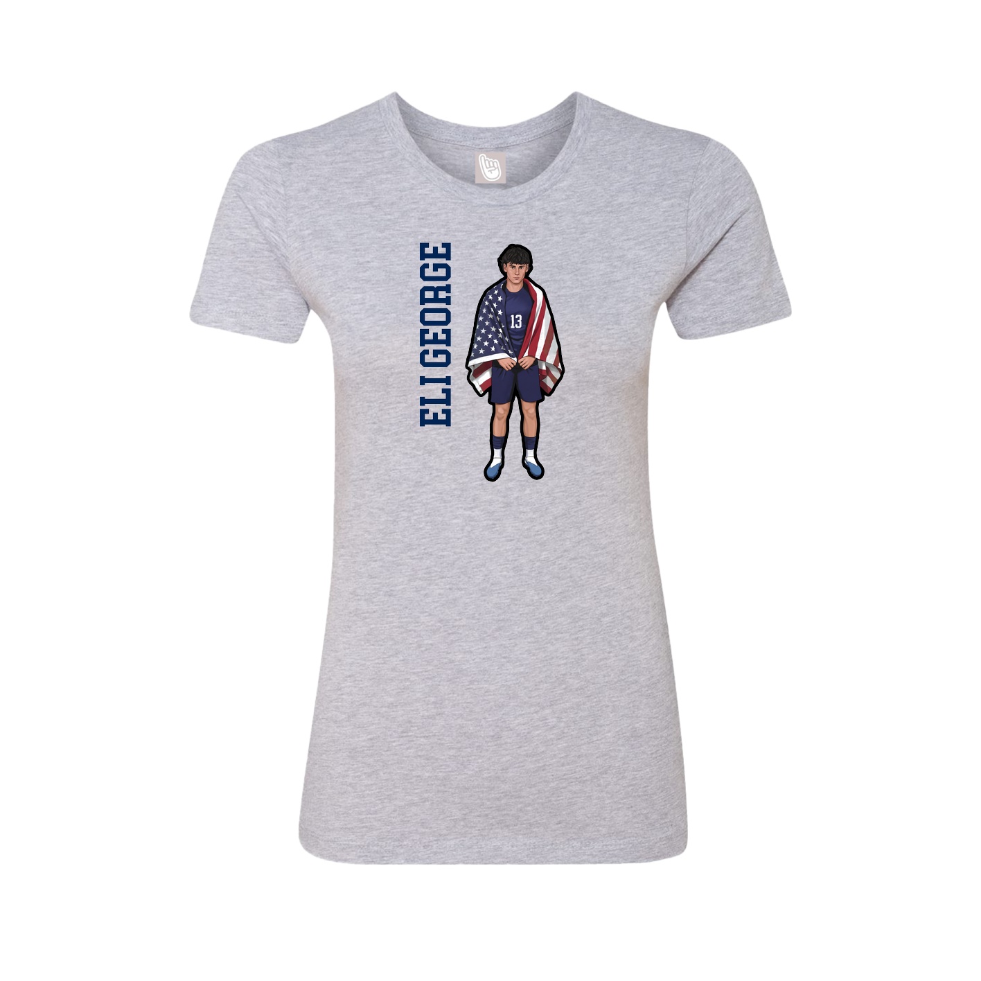 Fitted Women's Tee — Name Vertical in Grey