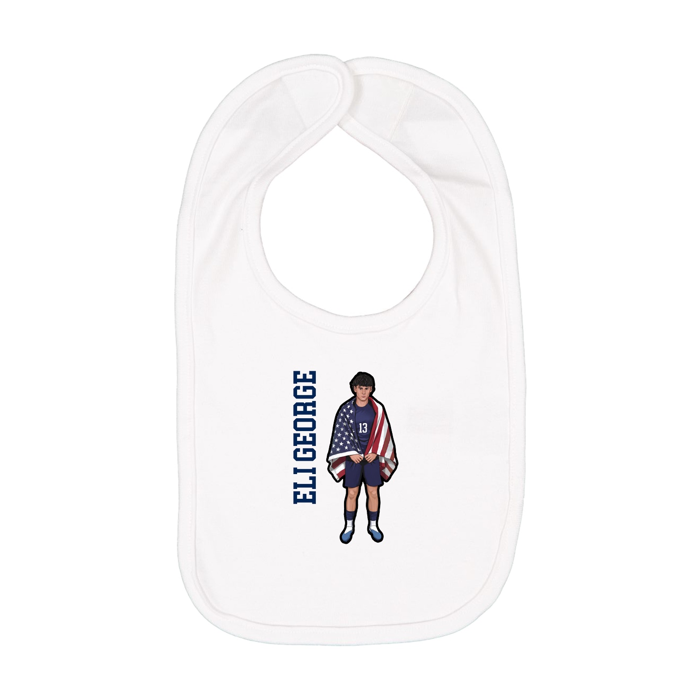 Infant Bib — Name Vertical in White