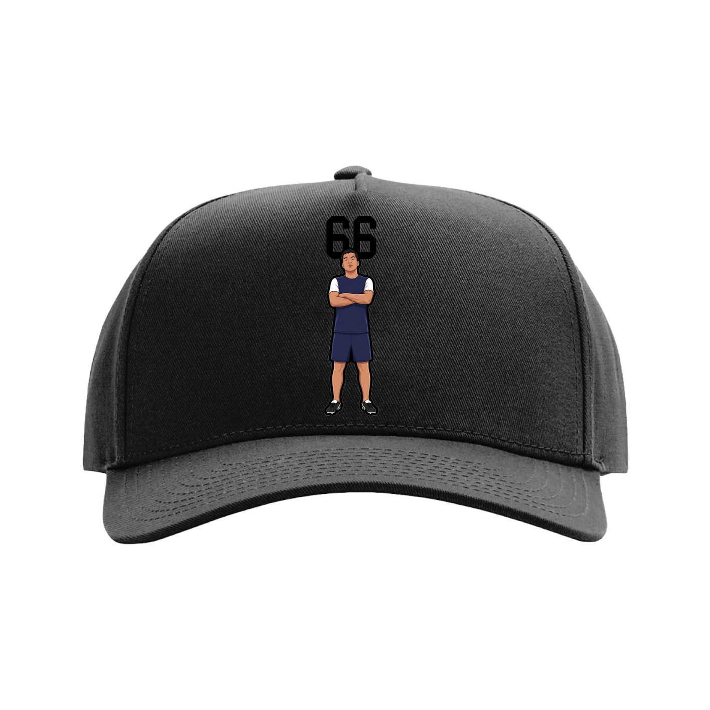 Full Fabric Five-Panel Champ Cap — Number Top in Black
