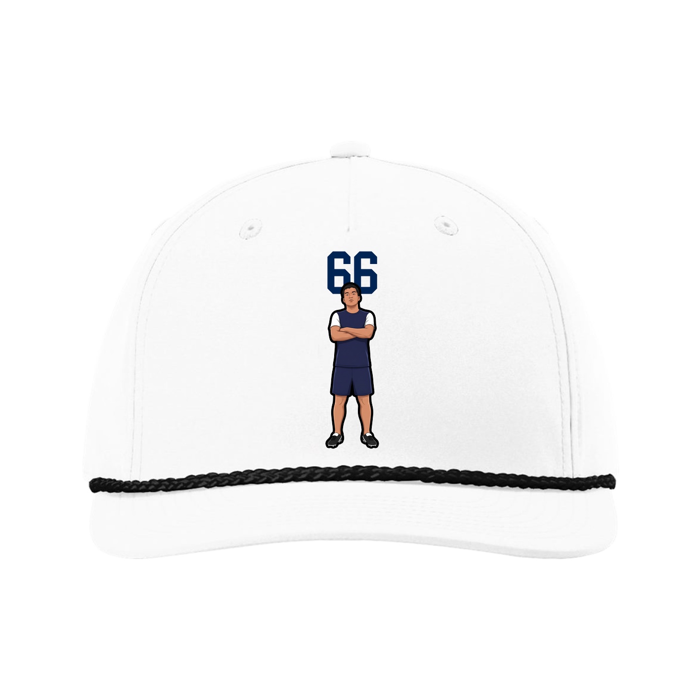 Five-Panel Classic Rope Cap — Number Top in White
