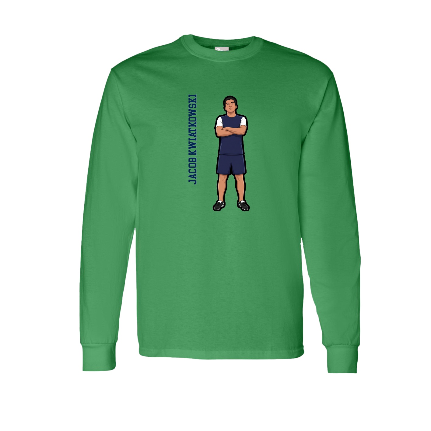 Long Sleeve Tee — Name Vertical in Green