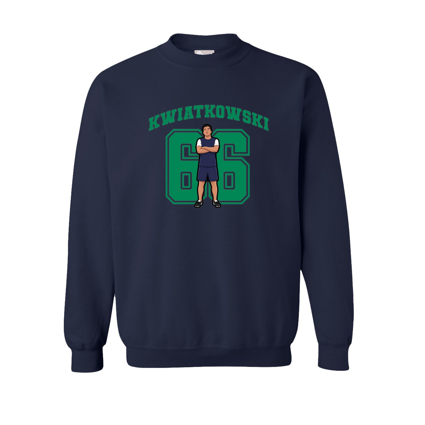 Fleece Crew — Number in Navy