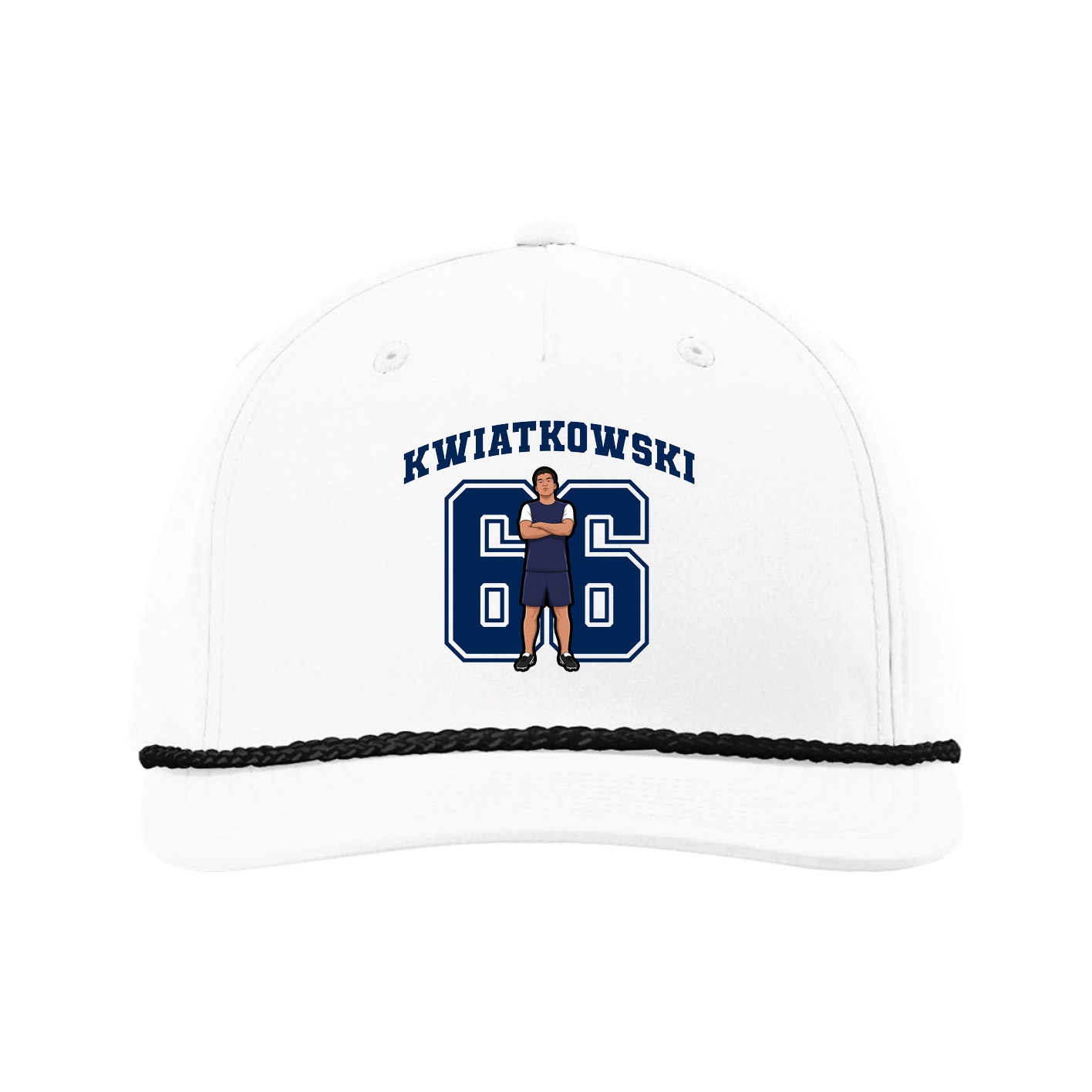 Five-Panel Classic Rope Cap — Number in White