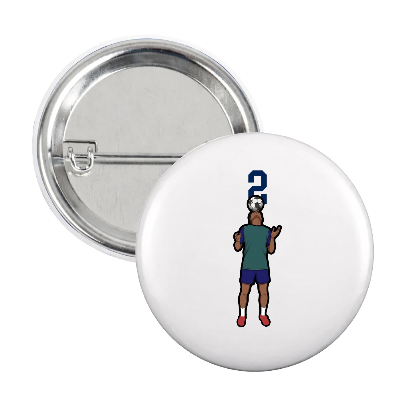 Game Day Button — Number Top in White