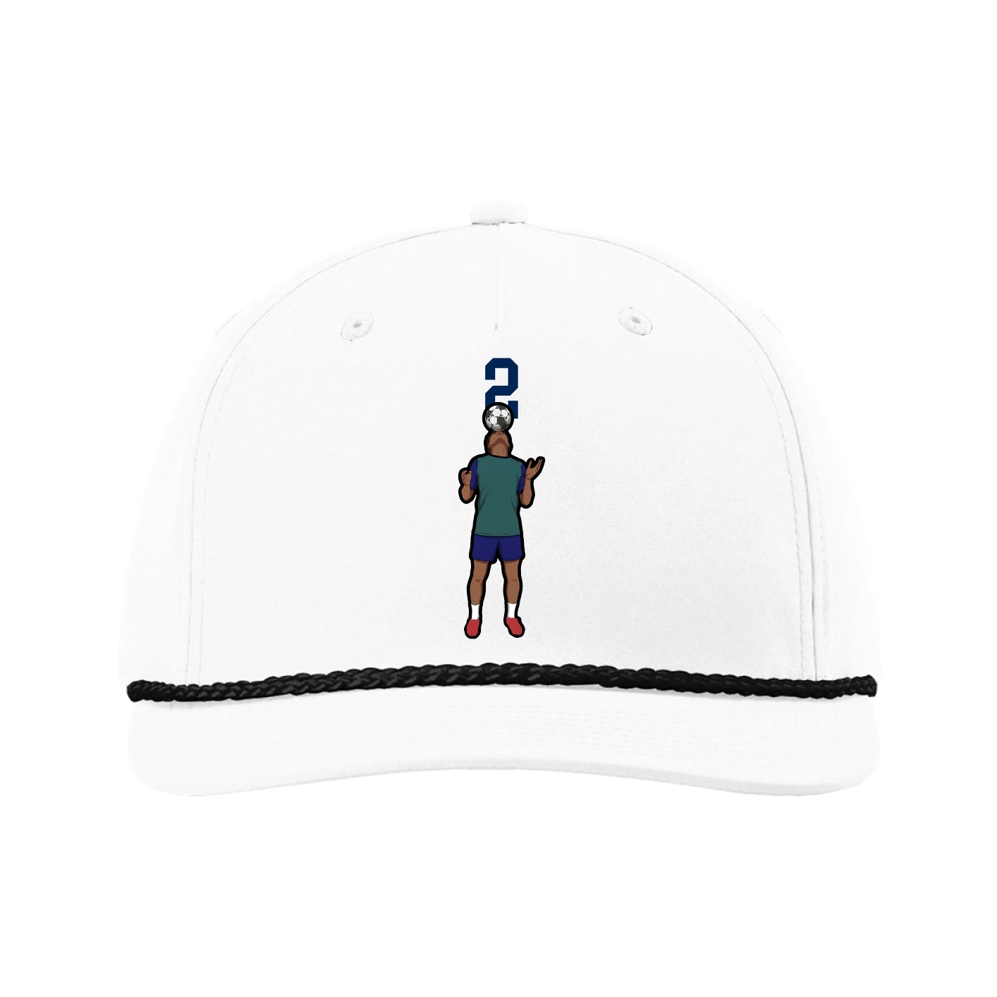 Five-Panel Classic Rope Cap — Number Top in White