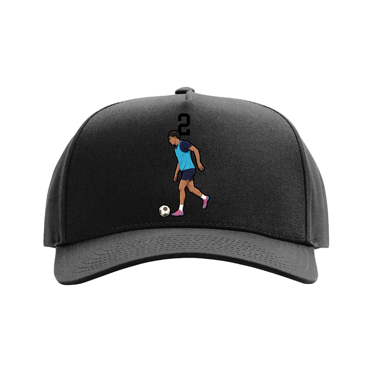 Full Fabric Five-Panel Champ Cap — Number Top in Black