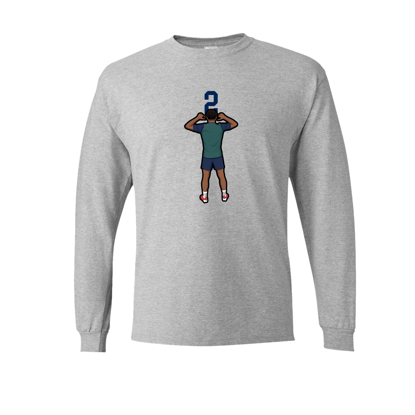 Long Sleeve Tee — Number Top in Grey