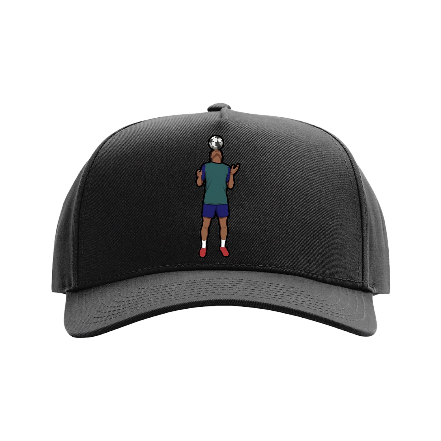 Full Fabric Five-Panel Champ Cap — Name Vertical in Black