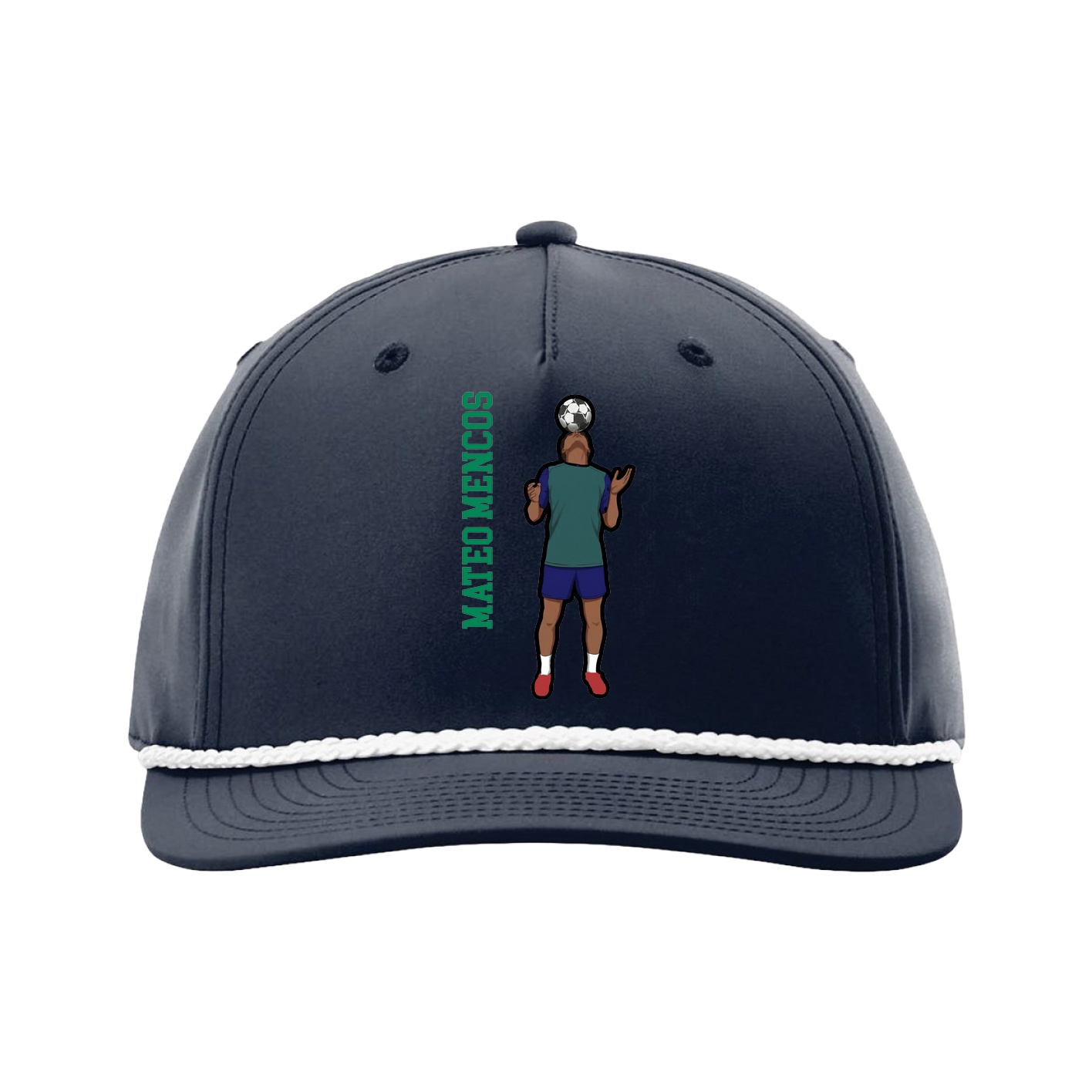 Five-Panel Classic Rope Cap — Name Vertical in Navy