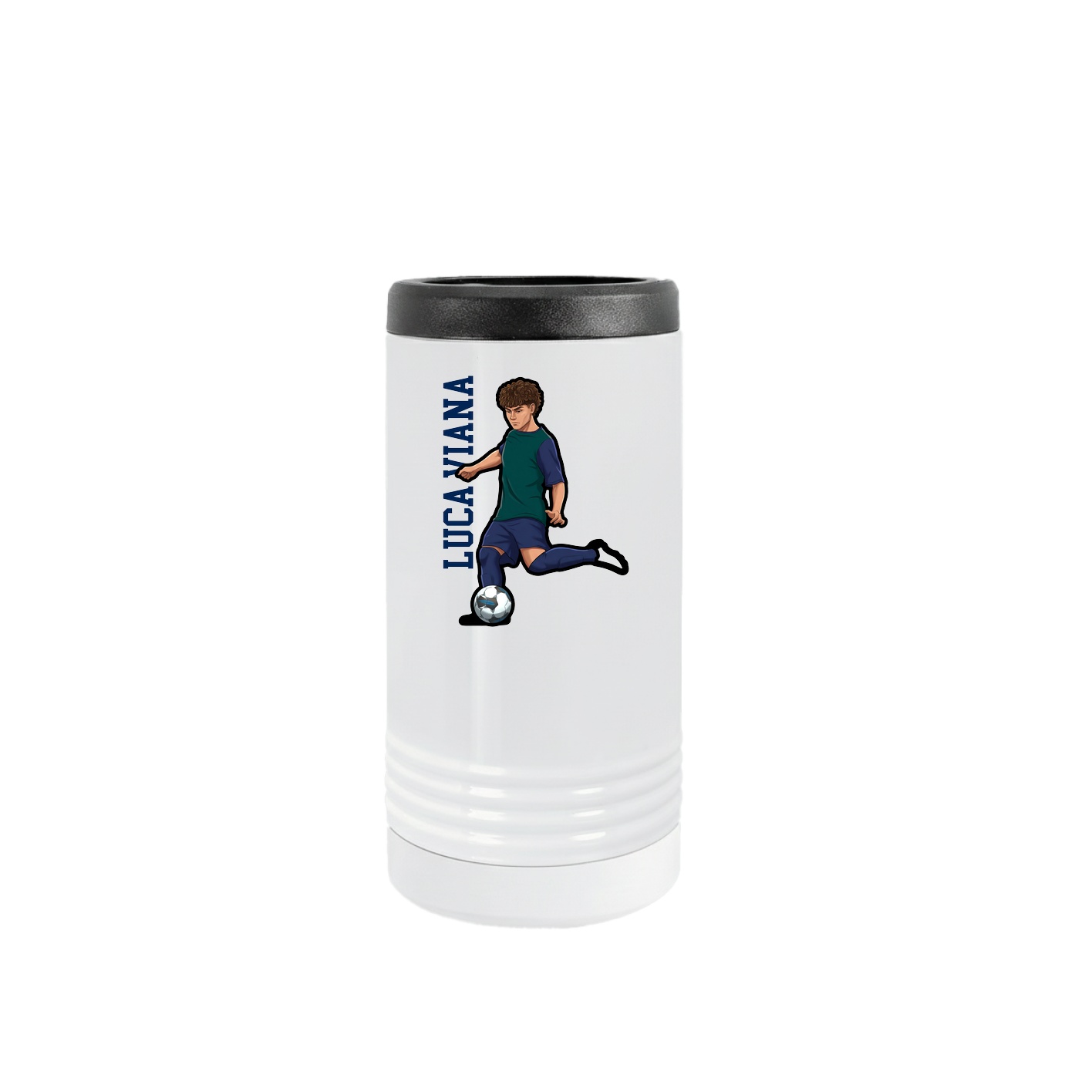 Slim Beverage Holder — Name Vertical in White