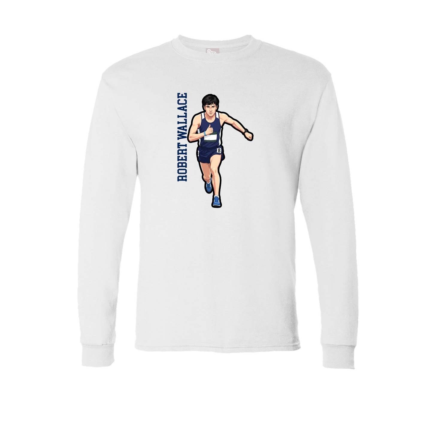 Long Sleeve Tee — Name Vertical in White