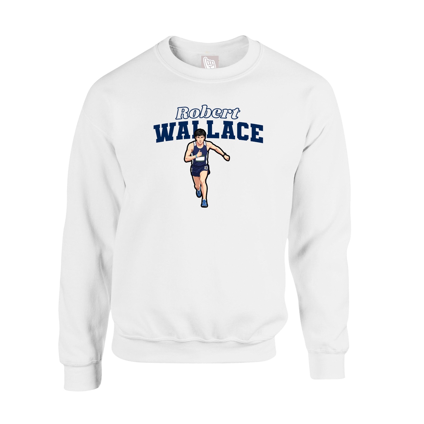 Fleece Crew — Name Arch in White