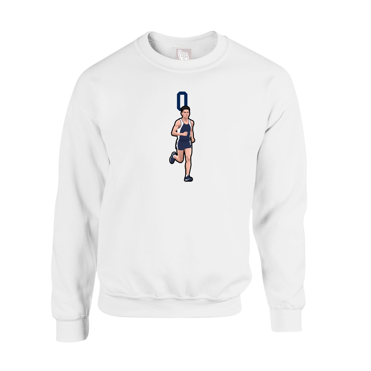 Fleece Crew — Number Top in White
