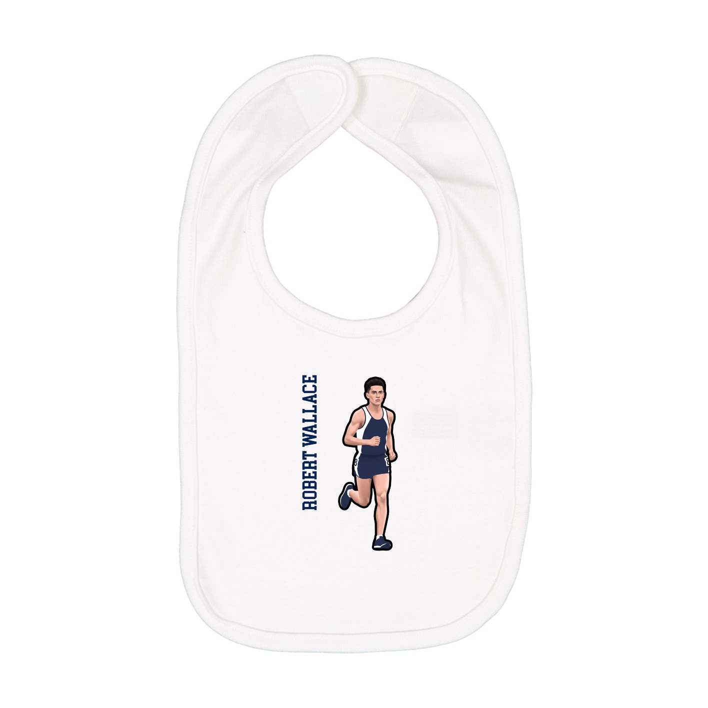 Infant Bib — Name Vertical in White