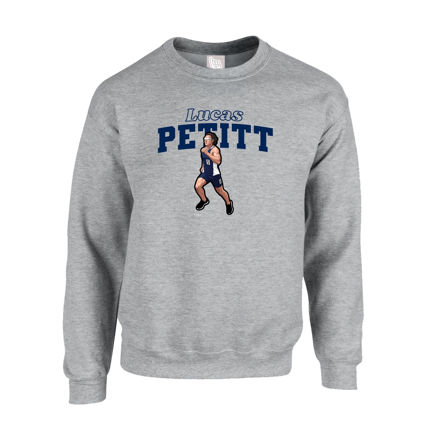 Fleece Crew — Name Arch in Grey