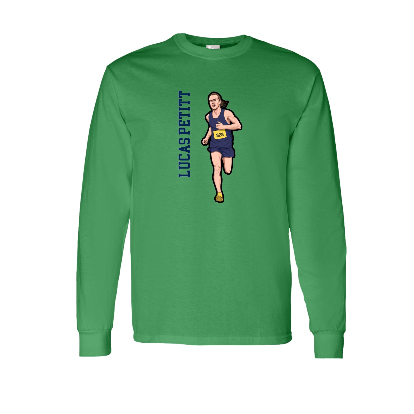 Long Sleeve Tee — Name Vertical in Green
