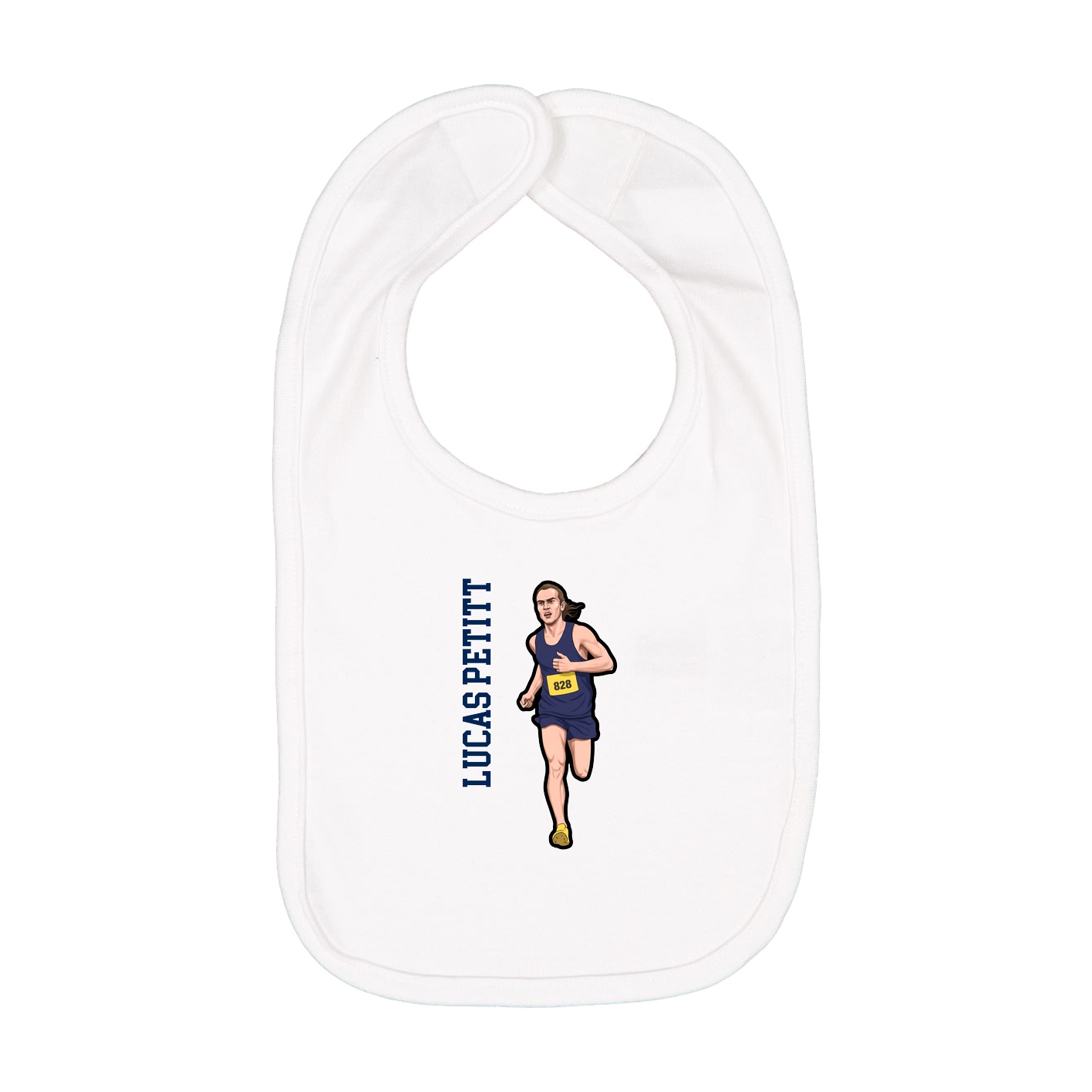 Infant Bib — Name Vertical in White
