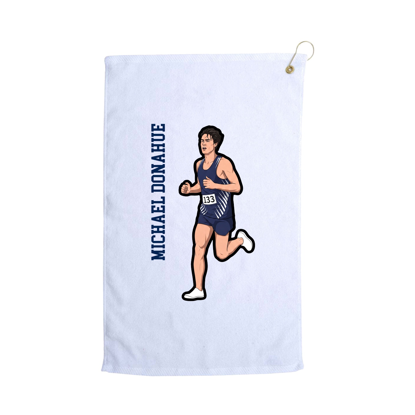 Golf Towel — Name Vertical in White
