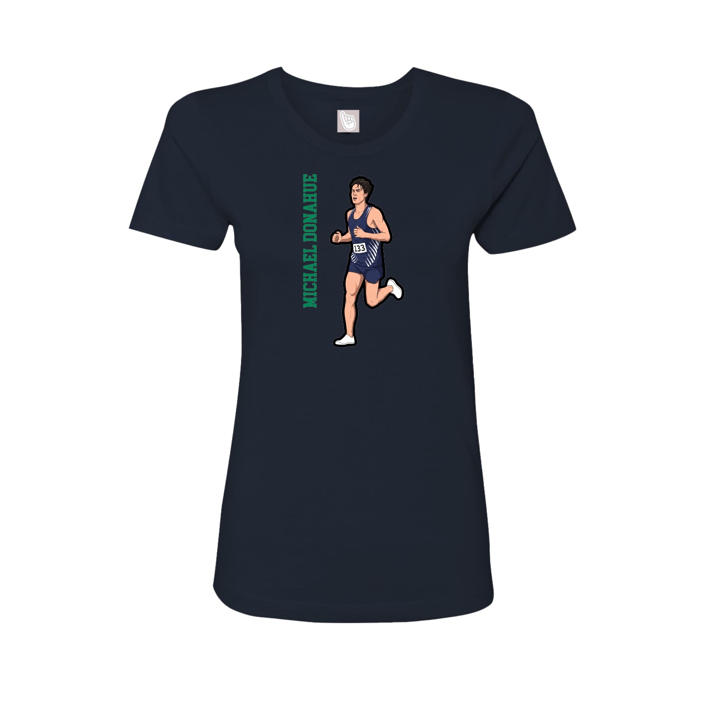 Fitted Women's Tee — Name Vertical in Navy