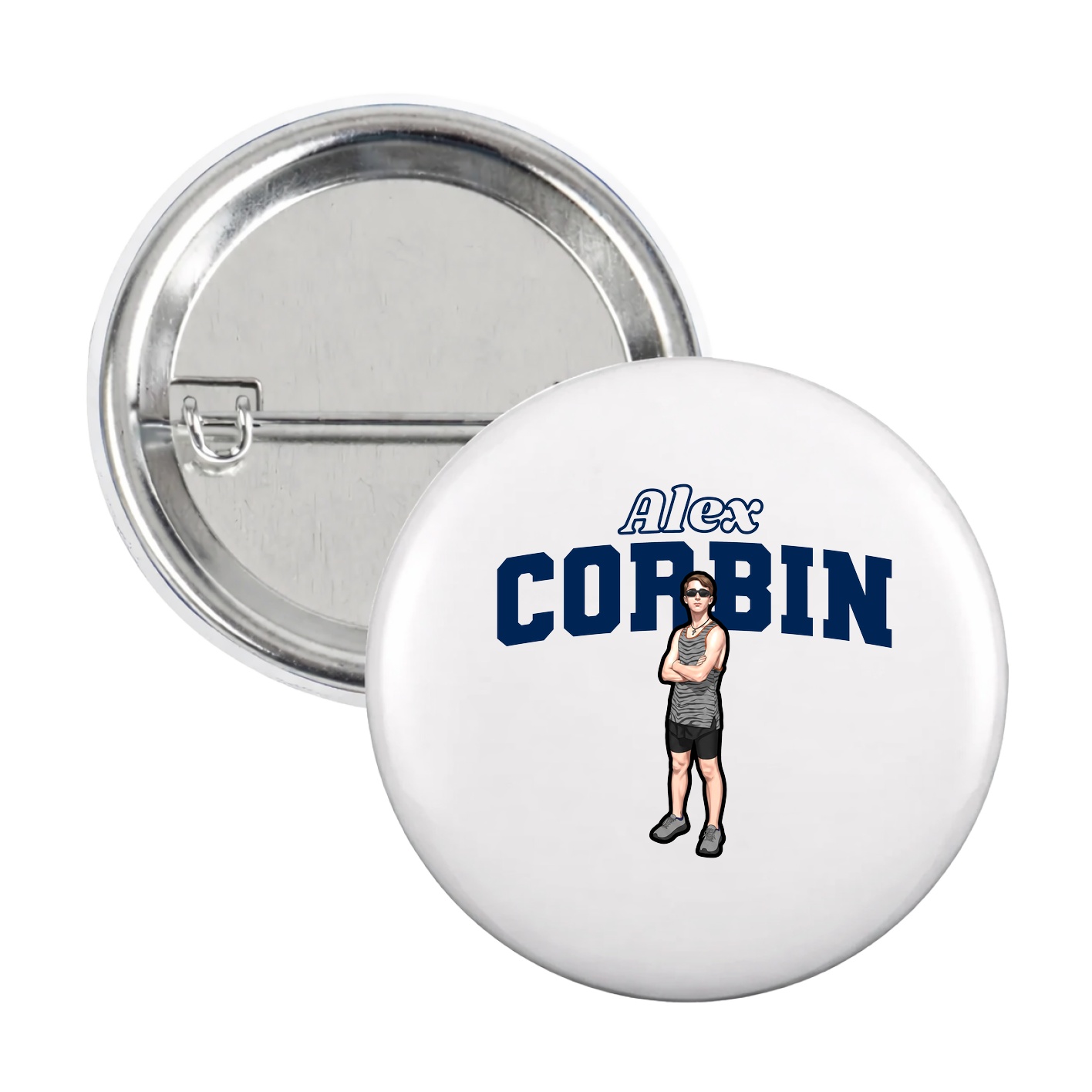 Game Day Button — Name Arch in White
