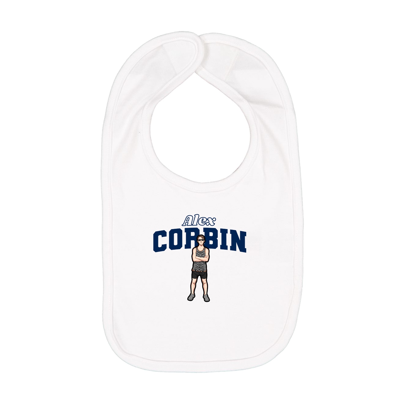 Infant Bib — Name Arch in White