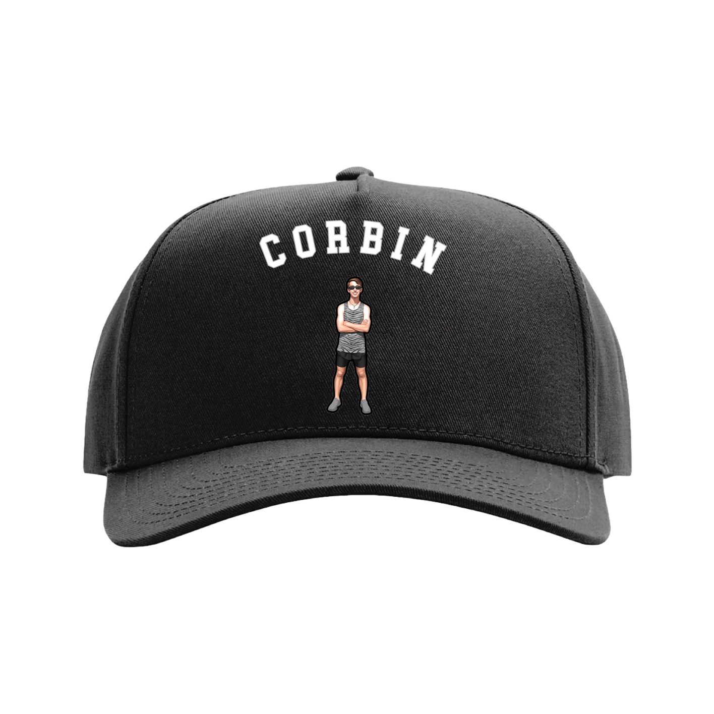 Full Fabric Five-Panel Champ Cap — Shirsey Arch in Black