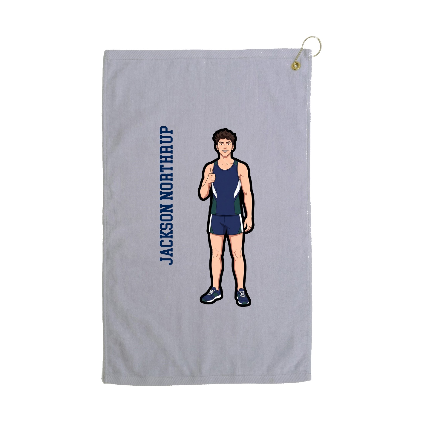 Golf Towel — Name Vertical in Grey